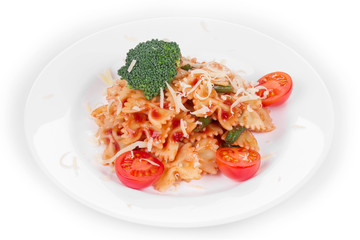 Pasta penne rigate with tomato sauce