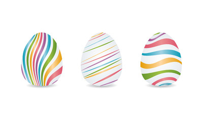Drei bunt gewellte Ostereier