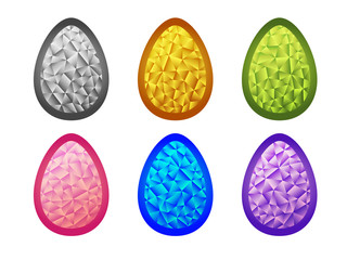 Set of crystal colorful  Easter eggs.