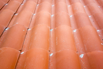 Red Clay Tiles Waves on the Roof; backhround