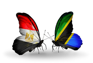 Two butterflies with flags  Egypt and Tanzania