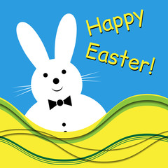 vector - white bunny with bow tie