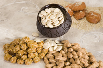 Tili Gazak Rewri or Sesame Seed Jaggery, Indian Food