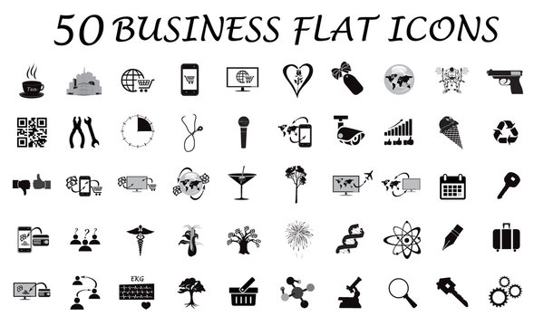 set of business icons, vector, illustration, black