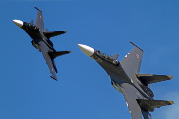 Two Su-30  in the blue sky