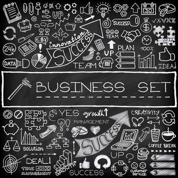 Hand drawn business icons set