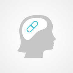 Female head and pill