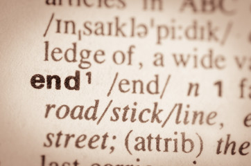 Dictionary definition of word end