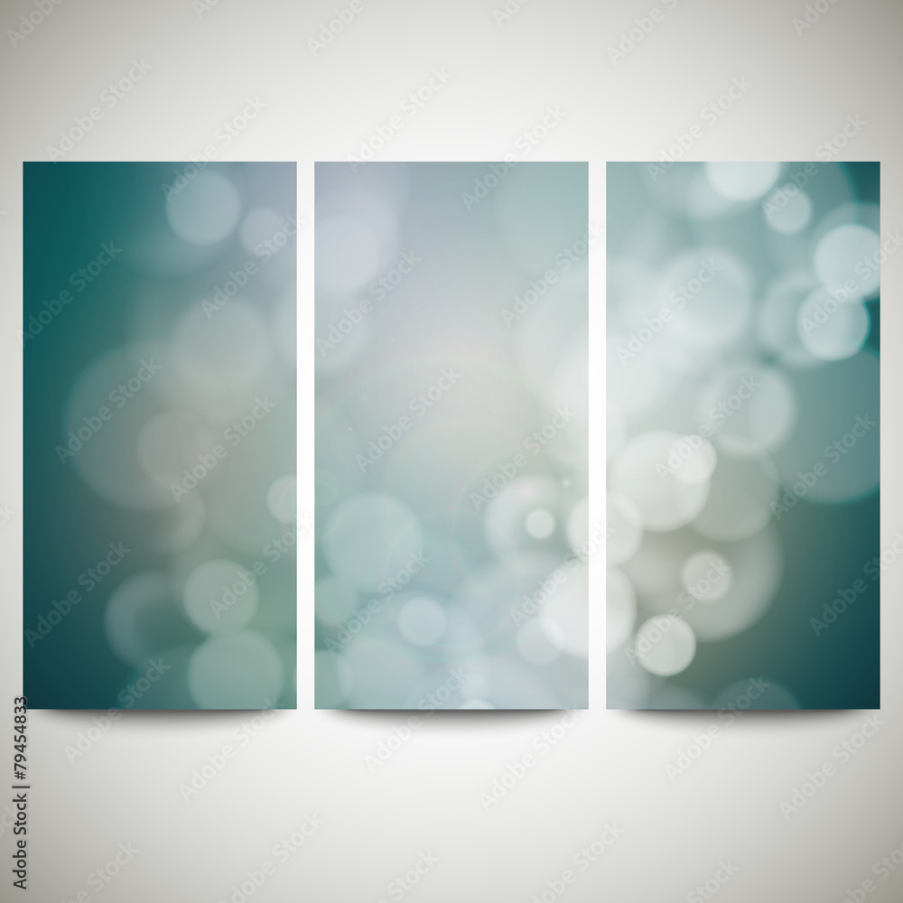 Aufkleber blurry backgrounds set with bokeh effect. abstract banners set
