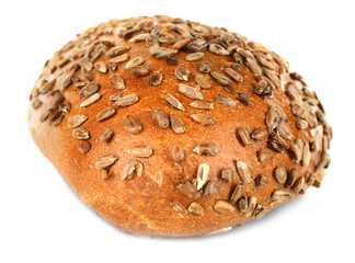 Loaf of fresh bread isolated on white