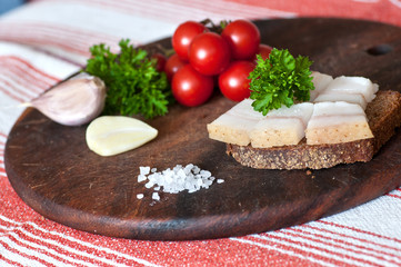 Sandwich with salted lard