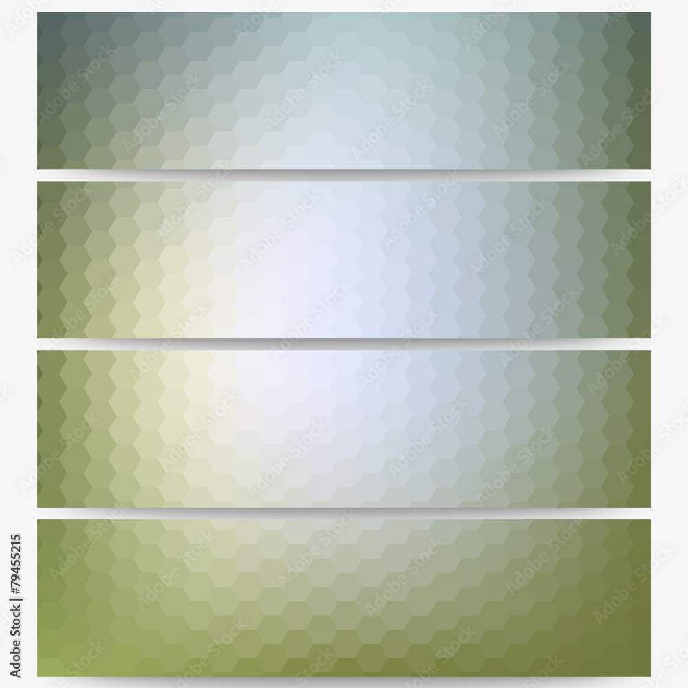 Poster abstract hexagonal headers set, blurred design vector