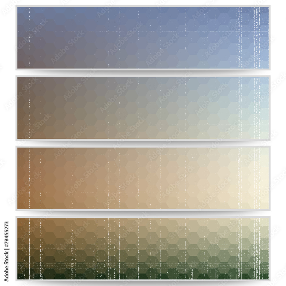 Poster abstract hexagonal headers set, blurred design vector