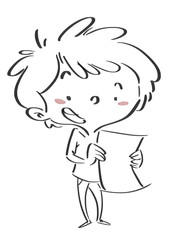 niño leyendo con papel