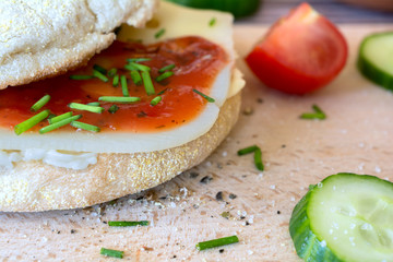 White Toast Bread With Cheese and Chives