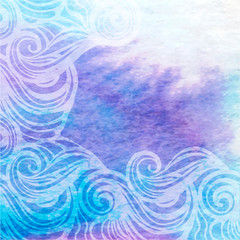 Watercolor aqua vector background-abstract hand drawn painting.