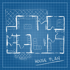 House plan blueprint doodle