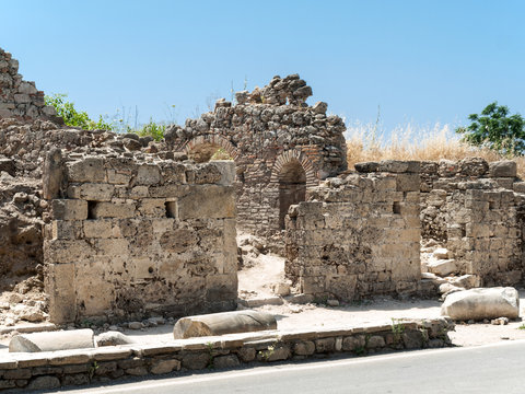 Ruins of ancient city in Side. Turkey