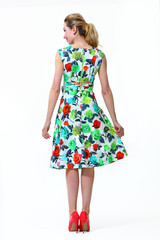 beautiful business woman fashion model girl in summer dress