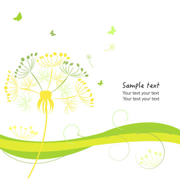 Abstract dandelion greeting card vector background