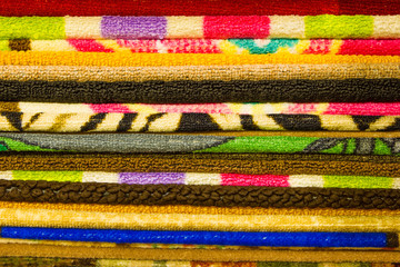 Colorful carpets in the store