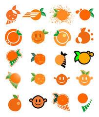 orange juice symbols set collection