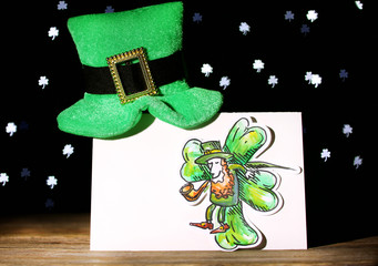 Greeting card for Saint Patrick's Day with leprechaun hat