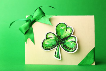 Greeting card for Saint Patrick's Day with shamrock