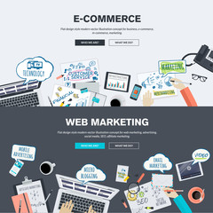 Set of flat design concepts for e-commerce and web marketing.