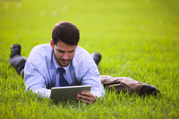 Businessman using a digital tablet