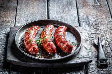 Roasted sausage with fresh rosemary