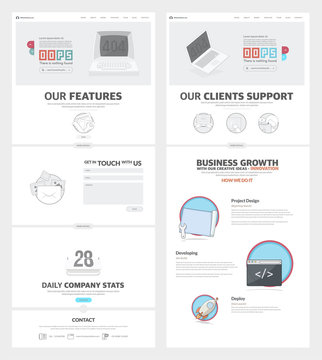 Website template with concept icons for business company
