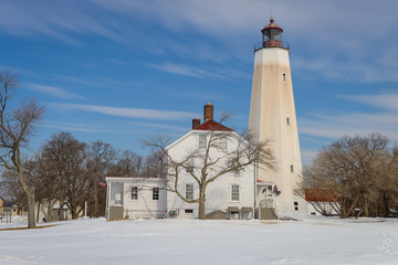 Sandy Hook Lighthouse in New Jersey / Winter scenery