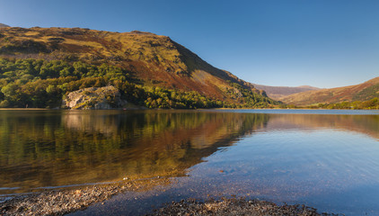 Reflections of Autumn Colours in a Snowdonia Lake