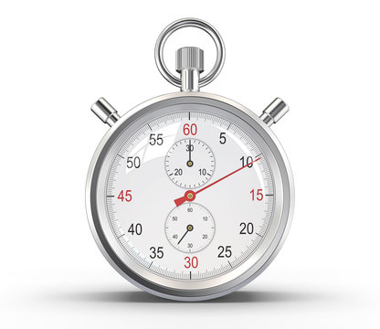 Stopwatch.Glass reflections and ground shadow. Clipping path.