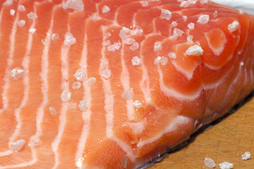 Fresh salmon fillet close up