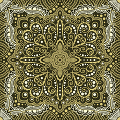 vector seamless gold pattern of spirals, swirls, chains