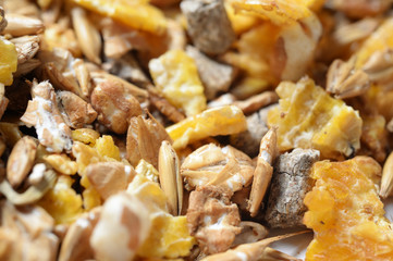 natural sportive  muesli background. for horse.macro