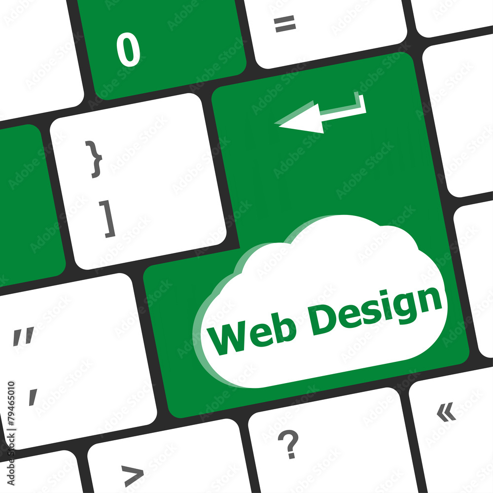 Poster web design text on a button keyboard key
