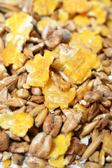 high quality natural sportive  muesli  background. for horse.ma