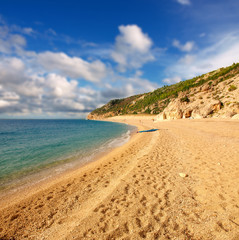 Fototapeta na wymiar The beautiful beach of Milos on the Lefkada island, in Greece