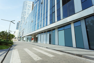 Fototapeta na wymiar modern office building exterior and road