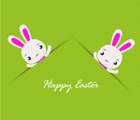 Happy Easter card with eggs and rabbits