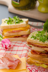 Reuben sandwich with cabbage, beef and spicy dressing