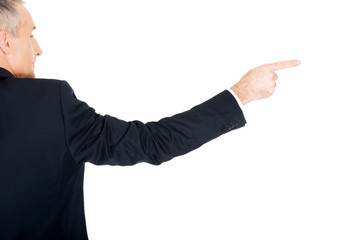 Obraz premium Male hand pointing to the right