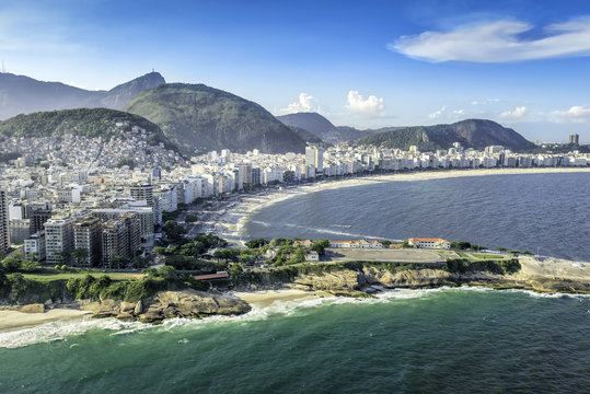Aerial view of buildings on the Copacabana Beach, Brazil