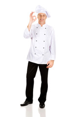 Chef in white hat with perfect sign