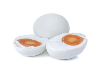 salted eggs isolated on white background, macro