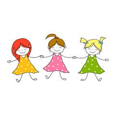 hand drawing cartoon character happy kids