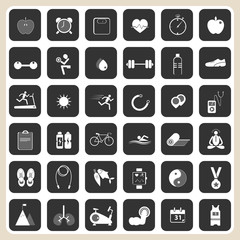 health and fitness icons set for web design